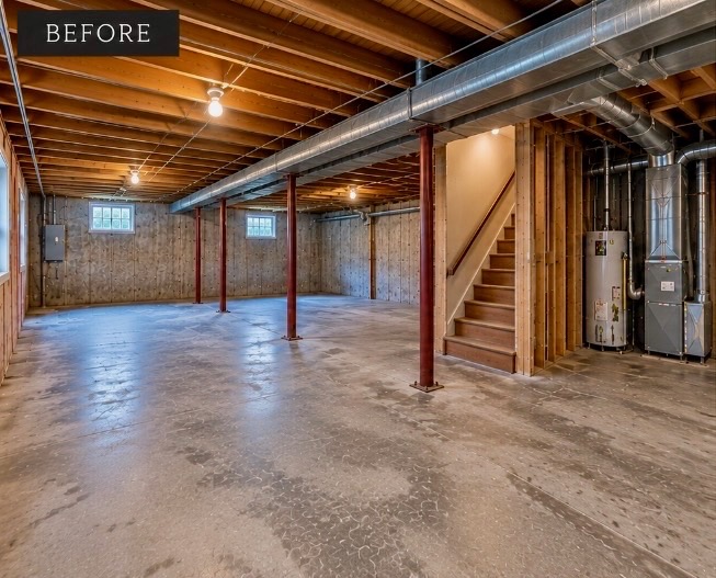 Basement renovation before